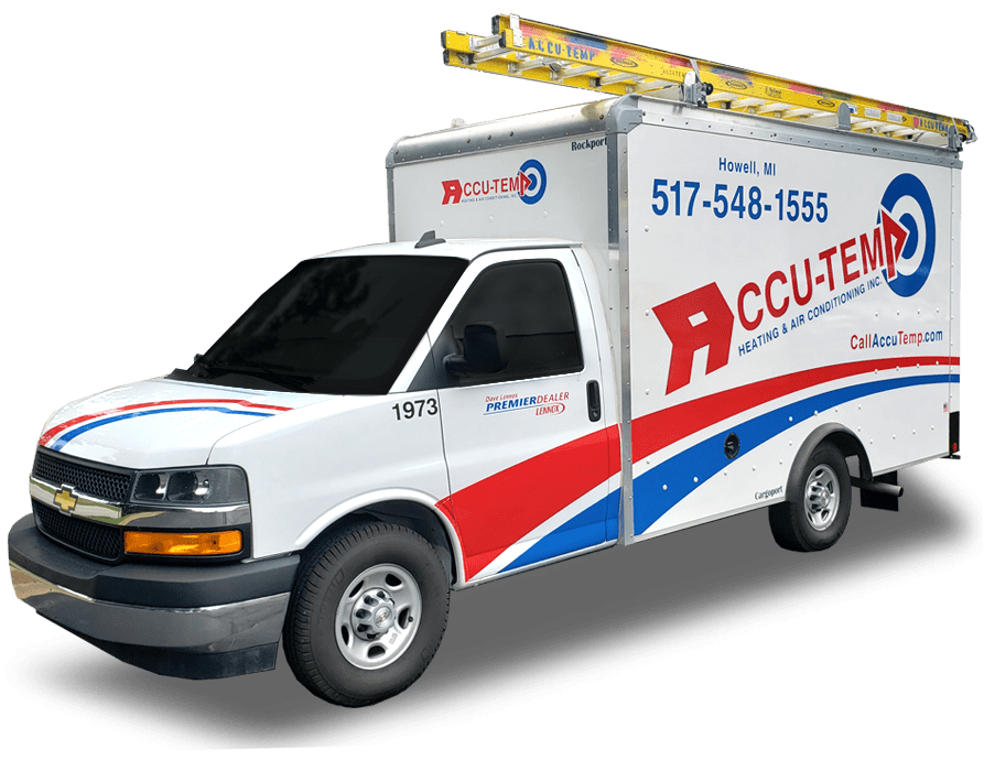 A Accu-Temp Heating & Air Conditioning truck - call us now for HVAC Services at your  home