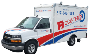 A Accu-Temp Heating & Air Conditioning service truck - call now for HVAC service in 